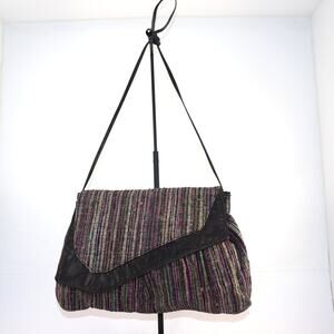 Daffodil Vintage Silk Foldover Shoulder Bag – Multicolor Boho Stripe